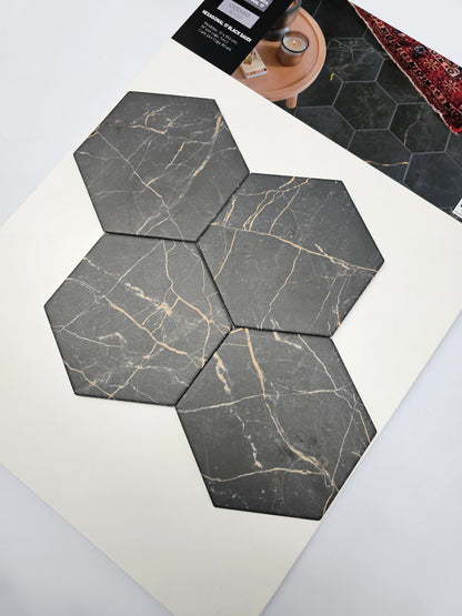 Hexagonal 17 Black Saudi - 17 x 19,5 cm - Ceramica - 1era