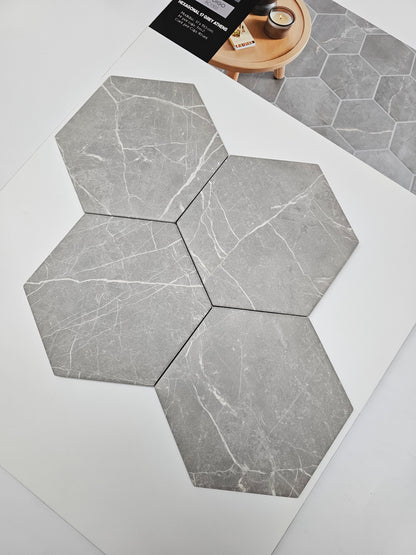 Hexagonal 17 Grey Athens - 17 x 19,5 cm - Ceramica - 1era