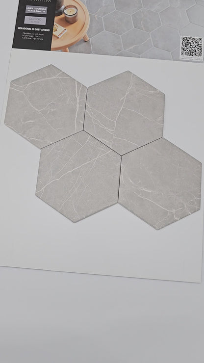 Hexagonal 17 Grey Athens - 17 x 19,5 cm - Ceramica - 1era